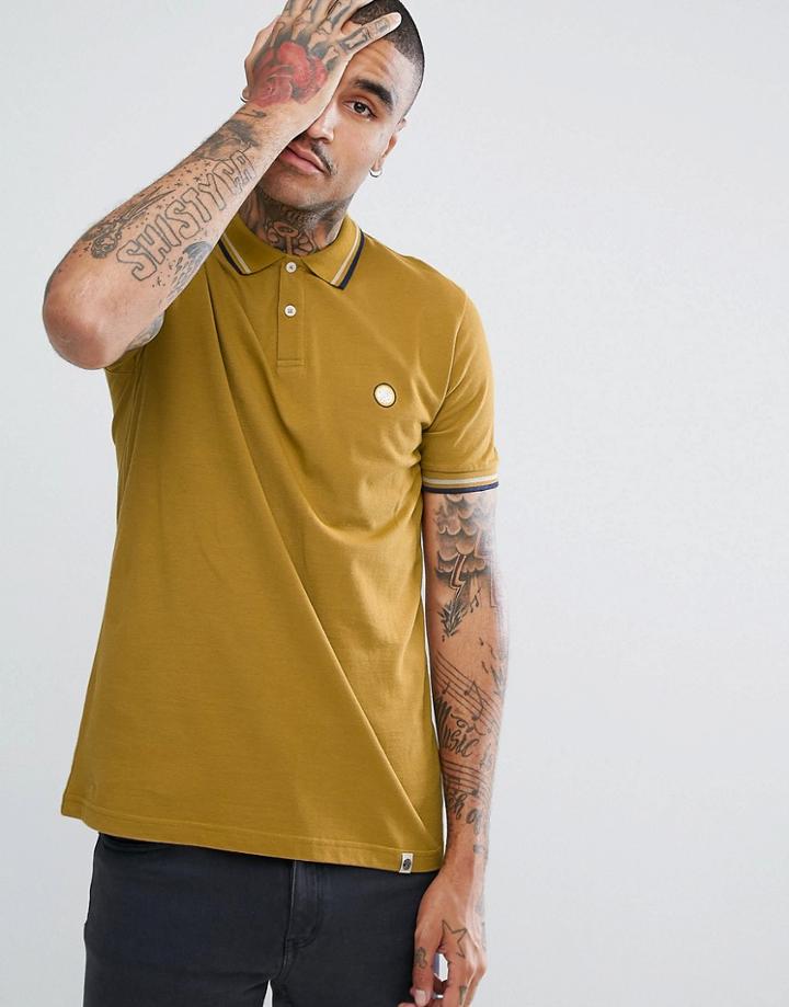 Pretty Green Barton Short Sleeve Tipped Polo Shirt In Yellow - Yellow
