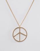 Asos Peace Sign Necklace In Gold - Gold