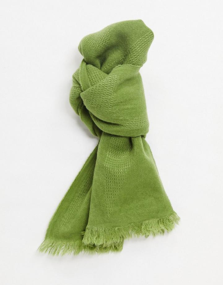 Asos Design Lightweight Scarf In Khaki-green