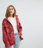 Reclaimed Vintage Revived Overdyed Military Jacket In Red Camo - Red