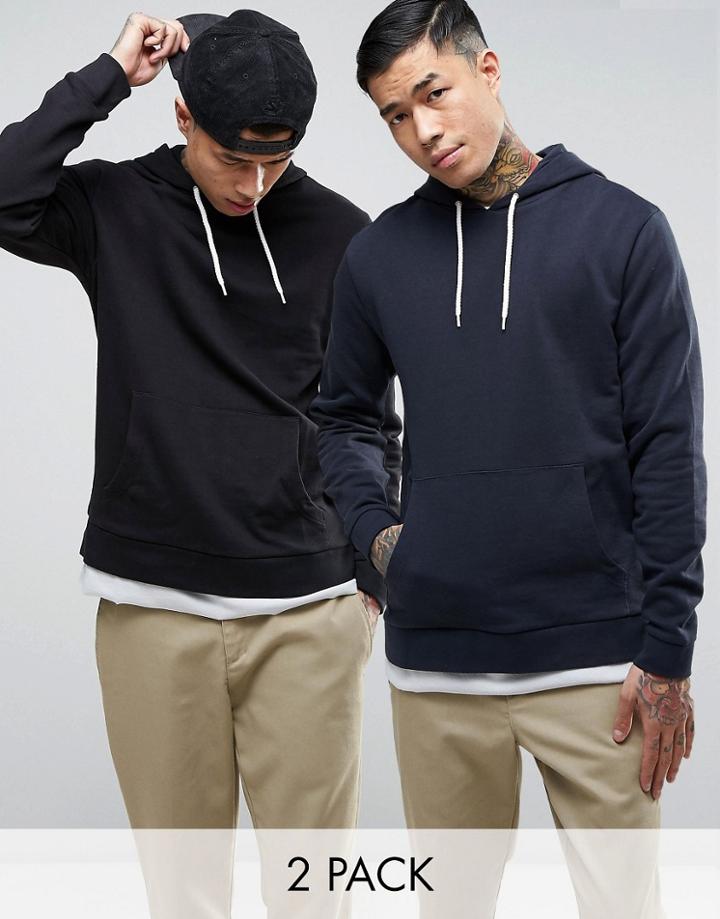 Asos Hoodie 2 Pack Black/ Navy Save - Multi