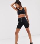 New Look Legging Shorts With Zip Front In Black - Black