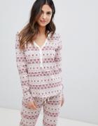 Lindex Claren Fairisle Long Sleeve Pyjama Top - Red