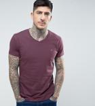 Farah T-shirt With V Neck & F Logo Slim Fit Exclusive - Red