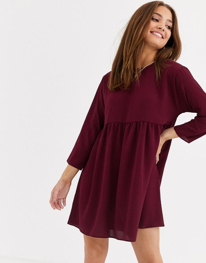 Asos Design Long Sleeve Smock Mini Dress