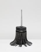 Asos Design Gem Tassel Cylinder Clutch - Black