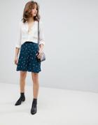 Selected Printed Mini Skater Skirt - Multi