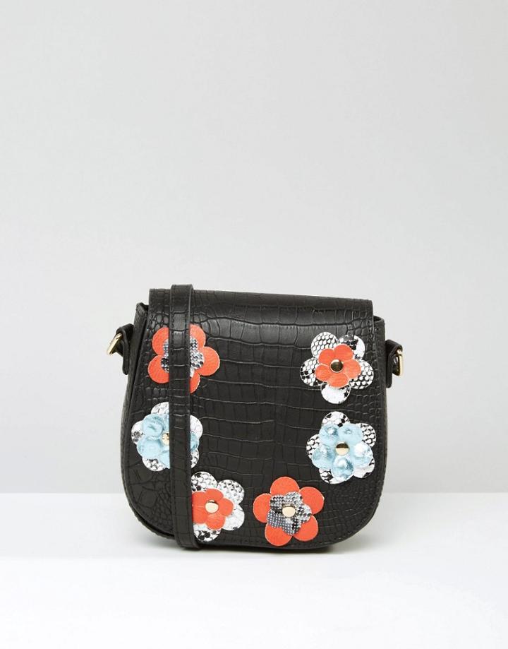 Asos Festival Flower Cross Body Bag - Black
