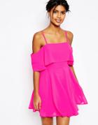 Asos Cold Shoulder Mini Dress - Hot Pink