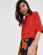 River Island Shell Top With Draw String Hem In Red