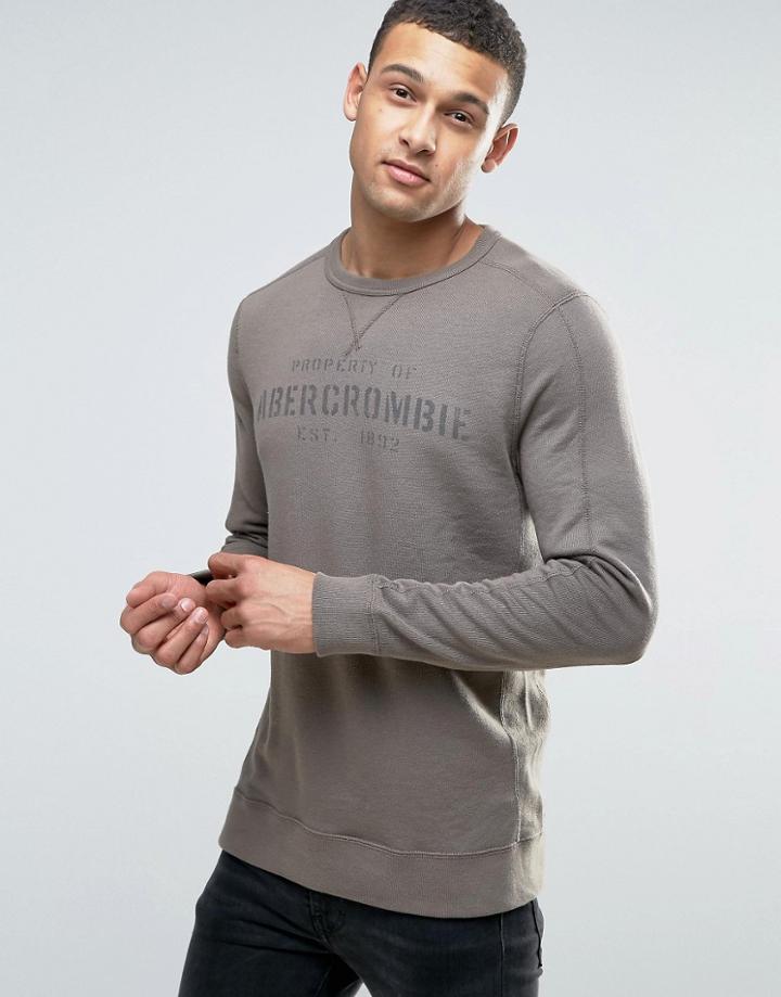 Abercrombie & Fitch Sweatshirt Crew Military Logo In Green - Green