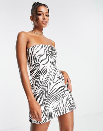 I Saw It First Leather Look Mini Dress In Zebra Print-multi