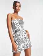 I Saw It First Leather Look Mini Dress In Zebra Print-multi