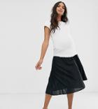 Asos Design Maternity Under The Bump Pleated Midi Skirt - Black