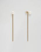 Monki Drop Earrings With Pearls - Gold