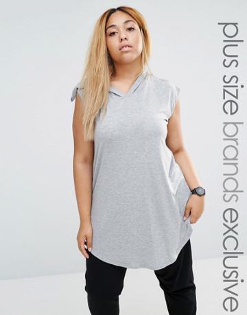 Club L Lounge Plus Oversized Jersey Dress With Hood - Gray