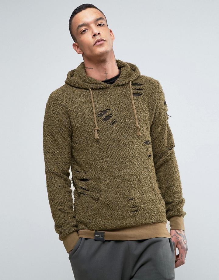 Criminal Damage Flake Hoodie - Green