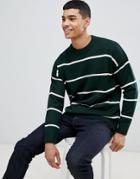 New Look Sweater With Bold Stripes In Green - Green