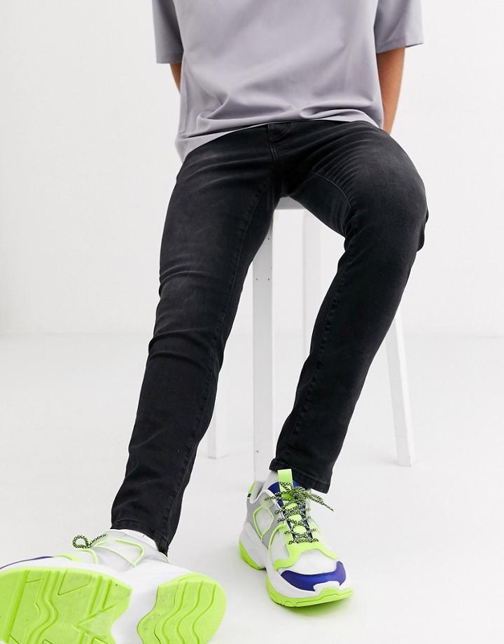 Mennace Skinny Jeans In Black Wash