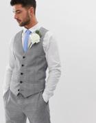 River Island Wedding Slim Suit Vest In Gray Check