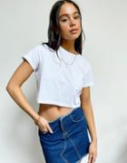 Noisy May Cotton Cropped T-shirt In White - White