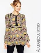 Asos Maternity Contrast Detail Blouse In Vintage Print - Multi