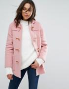 Gloverall Slim Fit Mid Length Duffle Coat - Pink