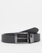 Asos Design Slim Reversible Belt In Black And Dark Gray Faux Leather