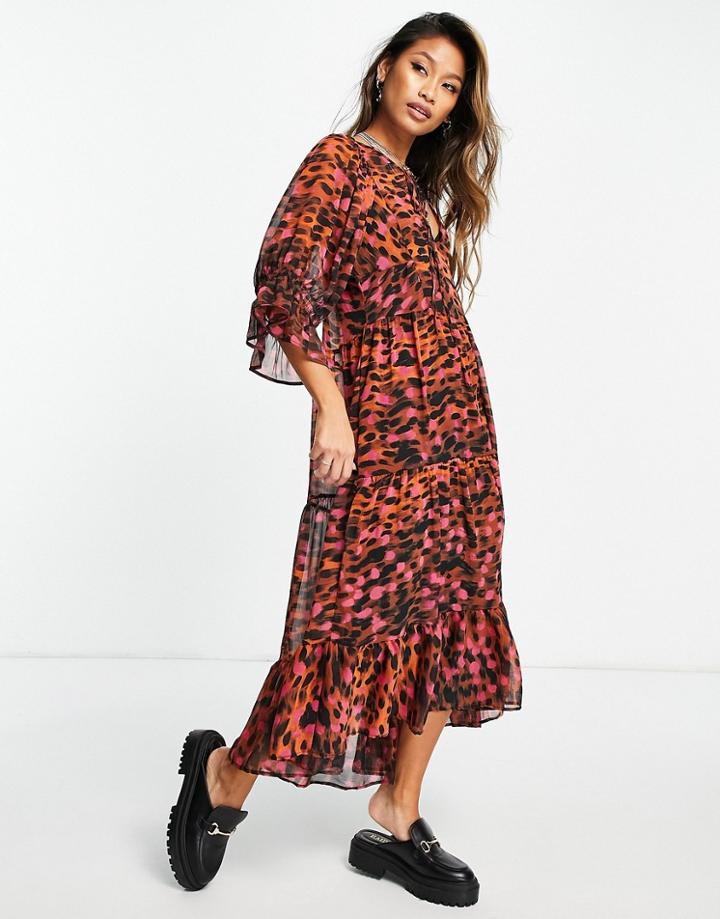 Topshop Animal Chuck On Dress In Multi