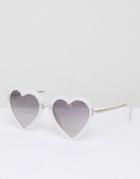 Markus Lupfer Silver Glitter Heart Shaped Sunglasses With Gray Gradient Lens - Silver