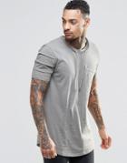 Black Kaviar Longline T-shirt With Tie Neck Detail - Khaki