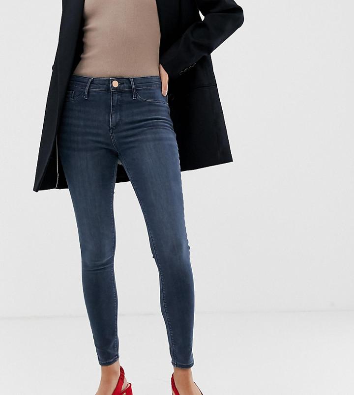 River Island Molly Mid Rise Skinny Jeggings In Mid Wash - Blue