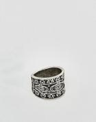 Asos Ring With Emboss In Burnished Silver - Silver