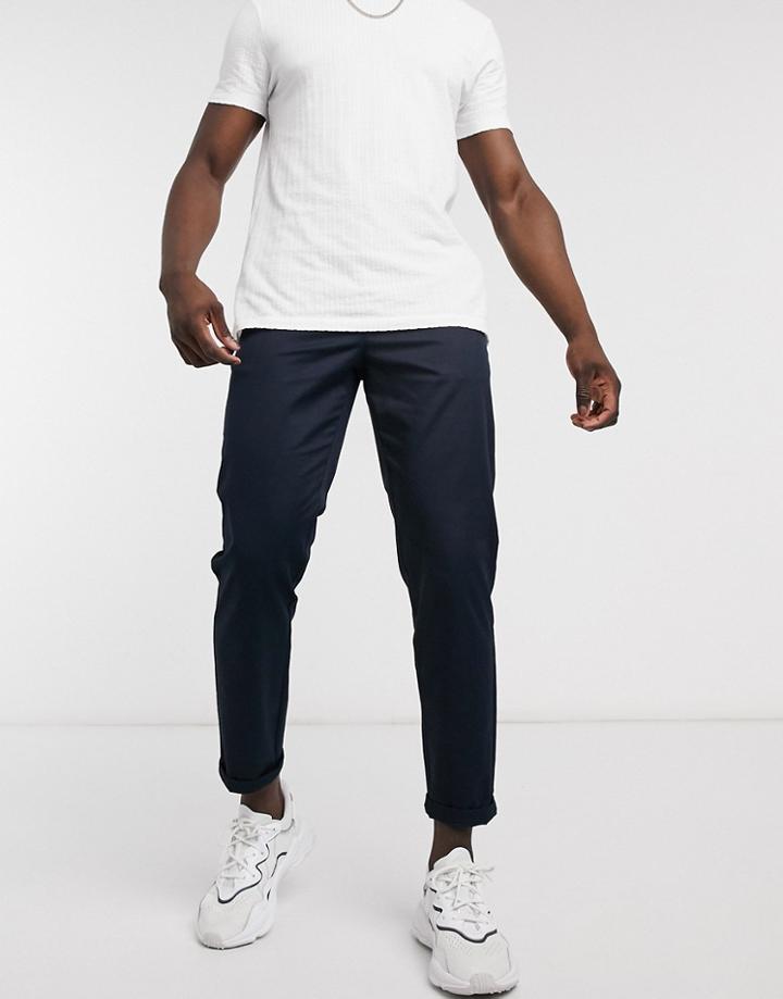 River Island Tapered Chino In Navy