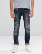 Always Rare Skinny Jeans With Badges - Navy
