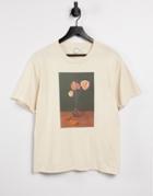 Monki Tovi Organic Cotton Vase Print T-shirt In Beige-neutral