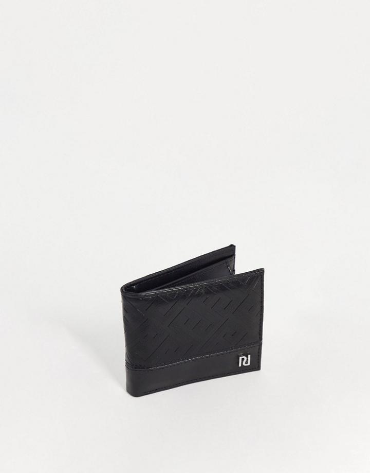 River Island Monogram Wallet In Black