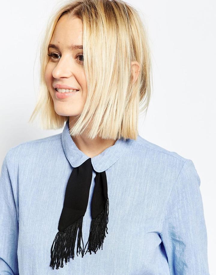 Asos Short Fringed Neck Tie - Black