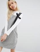 Stylenanda Pinafore Layer Shift Dress In Print - Multi