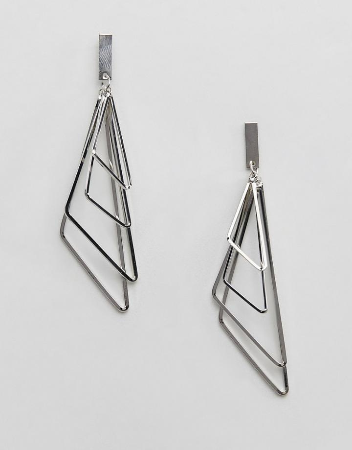 Ashiana Geometric Drop Earrings - Silver
