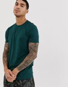 Asos Design Organic Short Sleeve T-shirt With Grandad Neck In Green - Green