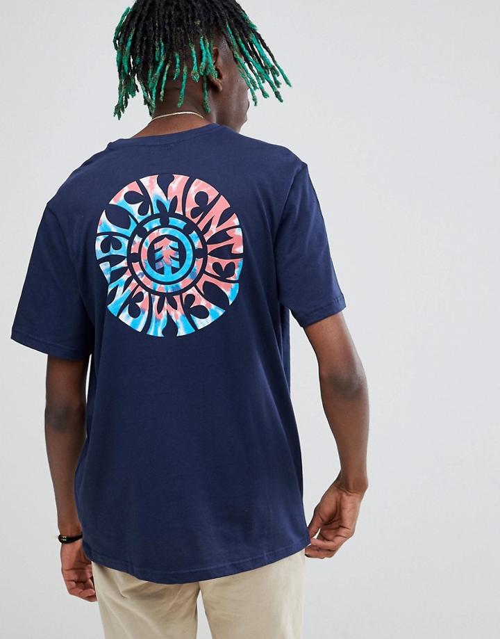 Element Tie Dye T-shirt With Back Print In Blue - Blue