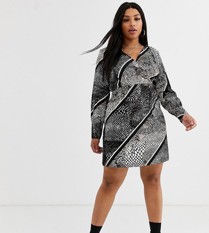 Vero Moda Curve Snake Mixed Print Mini Dress