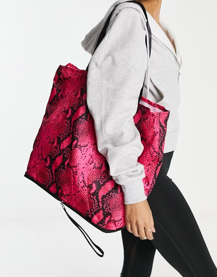 Nali Mesh Printed Folding Tote In Pink