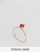 Asos Rose Gold Plated Sterling Silver Birth Stone July Ring - Red