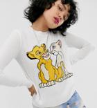 Disney The Lion King X Asos Design Knitted Sweater With Simba And Nala - White