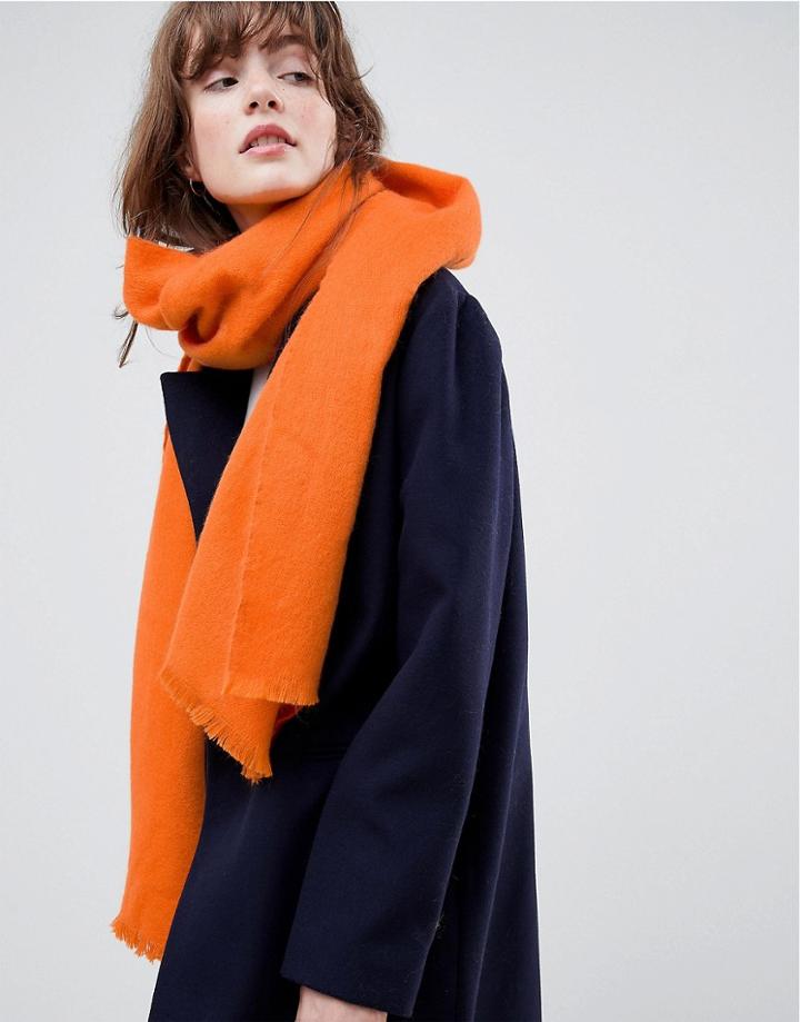 Asos Design Supersoft Long Woven Scarf - Orange
