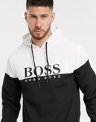 Boss Bodywear Logo Hoodie In Color Block-black