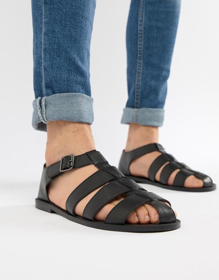 Asos Design Fisherman Sandals In Black - Black