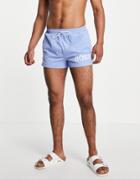 Boss Mooneye Short Length Swim Shorts With Bold Logo In Light Blue-blues